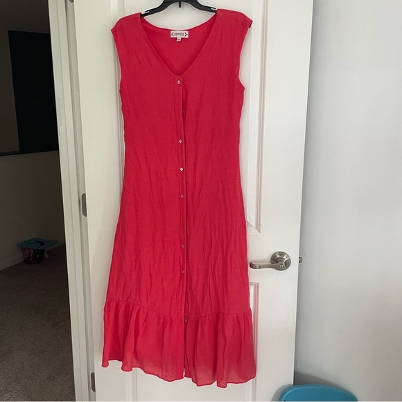 Nanette Lepore Sleeveless Button Down Maxi Dress Pink Size 10 - Picture 2 of 11